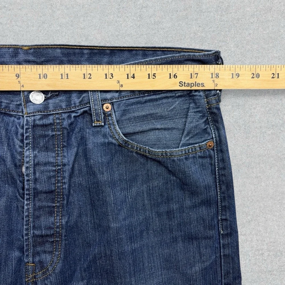 Y2K Levi's 501 Jeans Mens 36x34 Blue Denim Fade Straight Leg Button Fly WPL 423